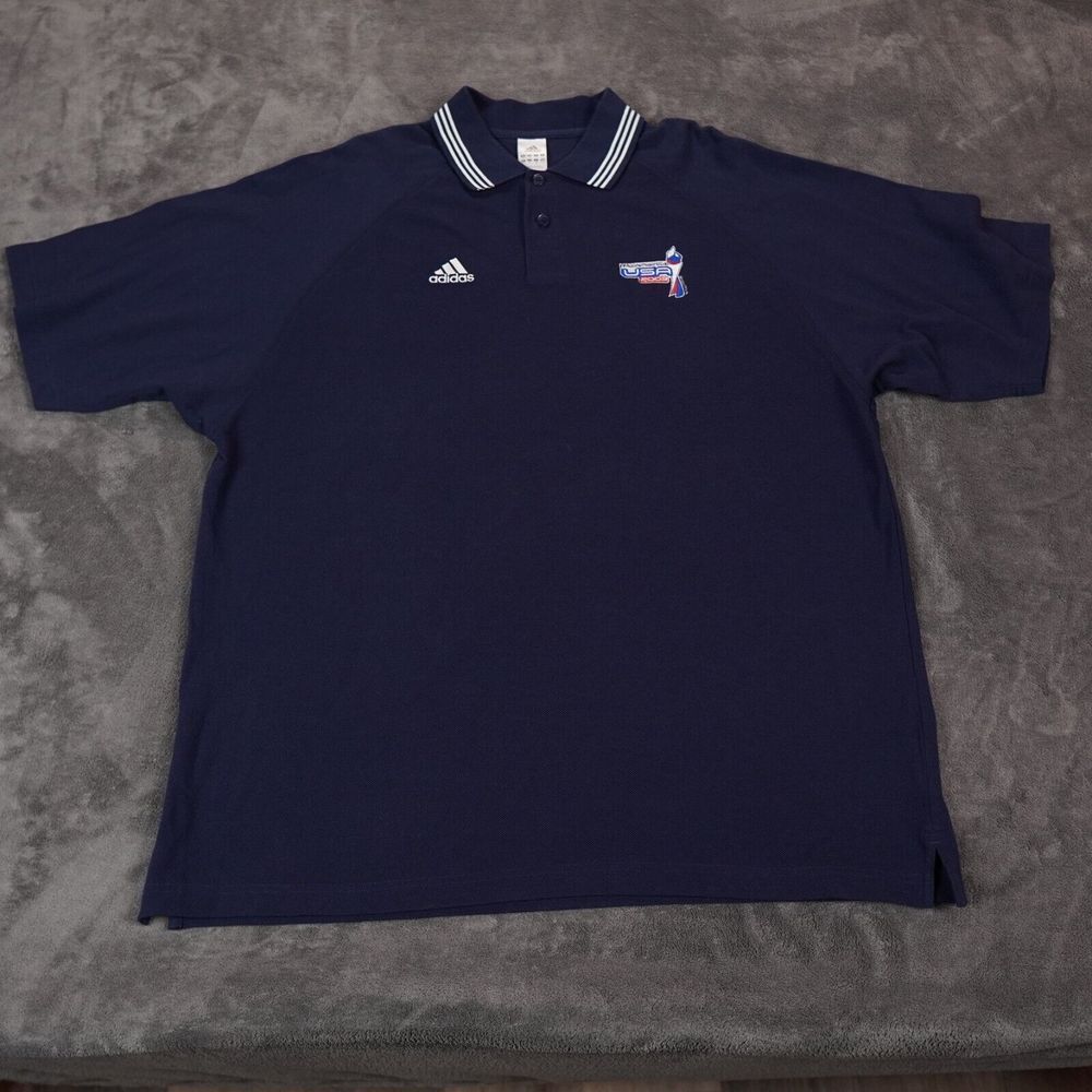 VTG Adidas‎ Shirt Mens Large Navy Blue Woman's World Cup 2003 Team USA 3 Stripes